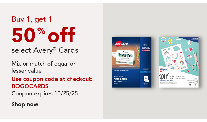 Buy 1 Get 1 50% off Avery Cards