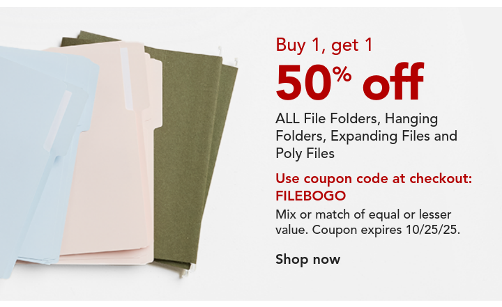 Buy 1 Get 1 50% off File Folders, Expanding Files
