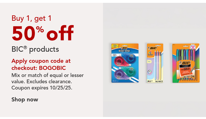  Buy 1 Get 1 50% off bic products