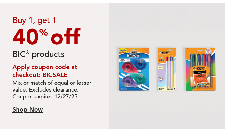 b1g1 40% off BIC
