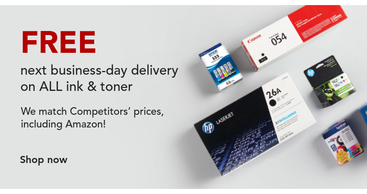 free next business day delivery on all ink and toner