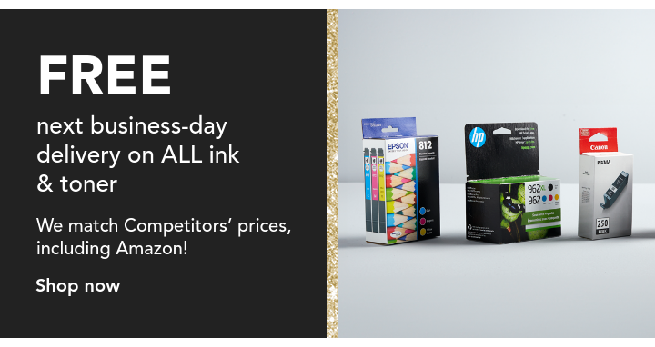 free next business day delivery on all ink and toner