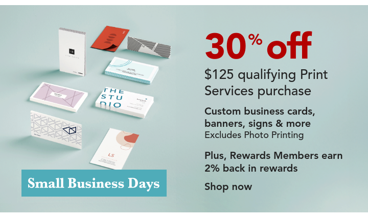 30% off $125 print service purchase
