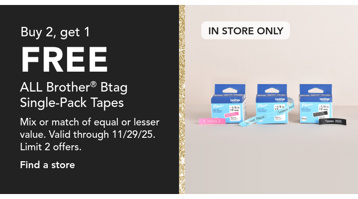 Brother Buy 2 Get 1 Free Btag Single Pack tapes
