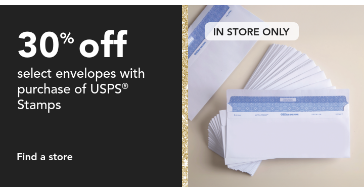 Save 30% off Envelopes with a Stamp Purchase