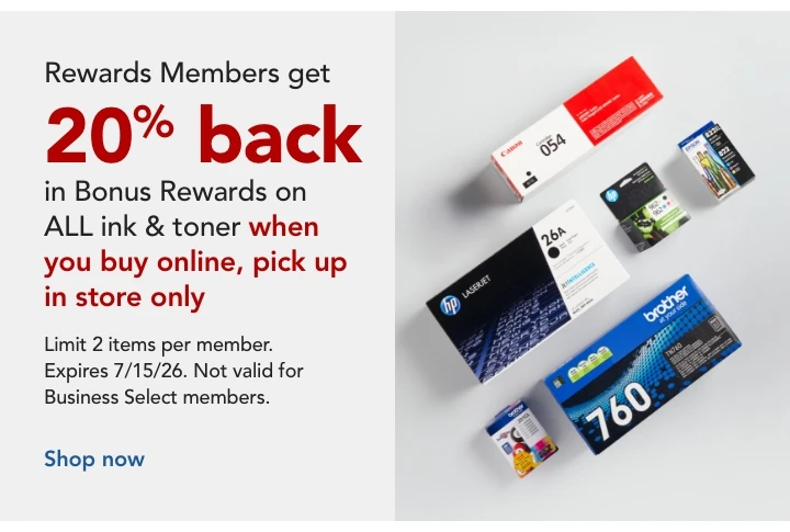 20% back in rewards on ink and toner buy online pick up in store