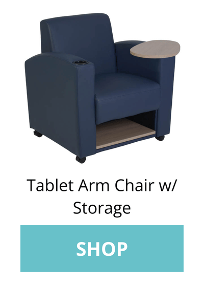 With convenient under-seat storage, the Tablet Arm Chair w/ Storage is a comfortable option for outfitting collaborative learning spaces. 