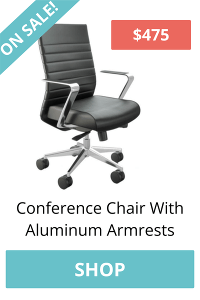 With lux-hide upholstery and pneumatic seat adjustments, the Conference Chair with Aluminum Armrests has all the bells and whistles. 