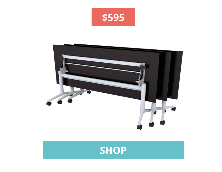  Built on casters, the 6ft x 30in Flip Top Nesting Tables go where you need them. 