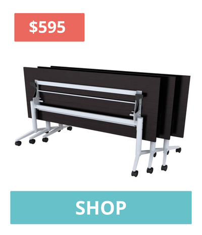  Built on casters, the 6ft x 30in Flip Top Nesting Tables go where you need them. 
