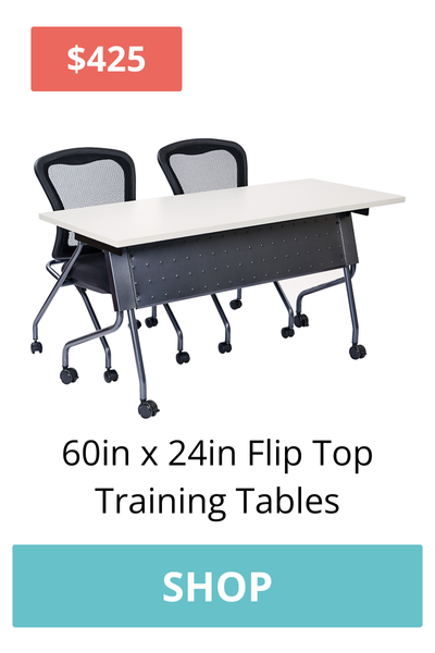  For maximum flexibility, buy our 60in x 24in Flip Top Training Tables; they can be set up and configured quickly for any event. 