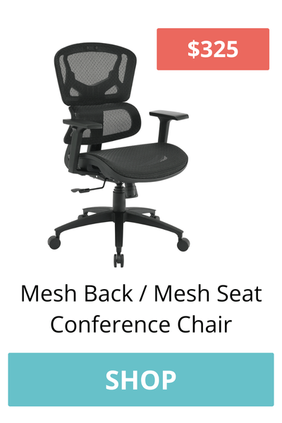 Breathable mesh and built-in lumbar support make the Mesh Back / Mesh Seat Conference Chair as comfortable as they come. 