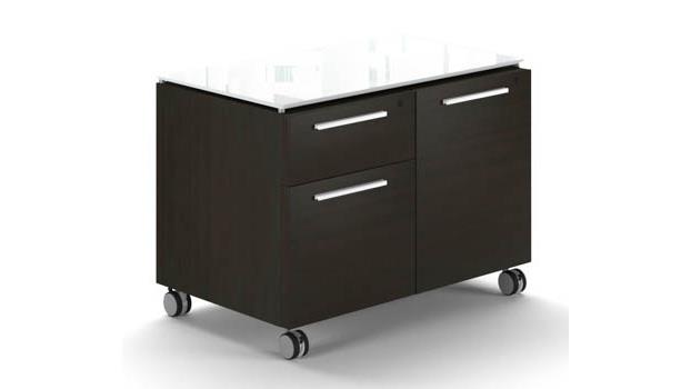 A Mobile Combo Storage Unit with White Glass Top gives businesses flexible and stylish storage options. 