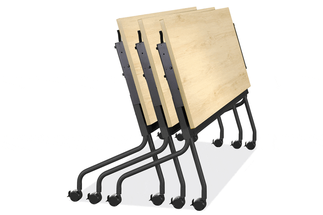 Many tables are on rollers and have flip-top features for simple and stress-free office configurations. 