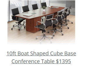 Store all of your cords inside the cube base of the 10ft Boat Shaped Cube Base Conference Table for clean collaborating. 