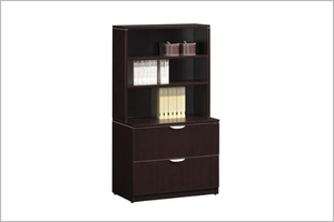 The 2 Drawer Lateral File with Hutch combines open-and-closed storage with locking features — everything you need to stay organized. 