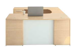 Bow Front U Shaped Desk with Glass Modesty Panel