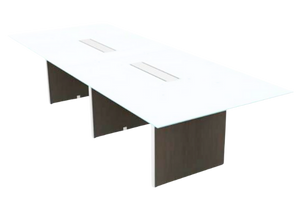 Rectangular Conference Table with White Glass Top