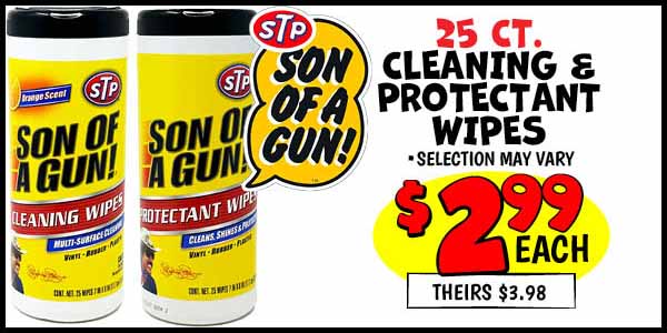 STP Wipes : Our Price: $2.99, theirs: $3.98