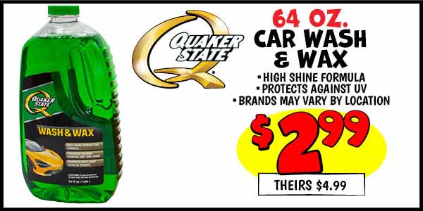 Quaker State Car Wash : Our Price: $2.99, theirs: $4.99