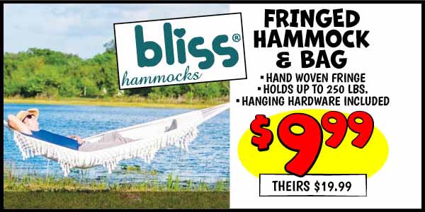 Bliss Fringed Hammock and Bag: Our Price: $9.99, theirs: $19.99
