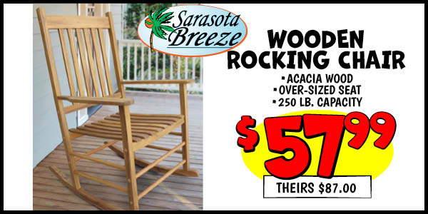 Wooden Rocking Chair: Our Price: $57.99, theirs: $87.0