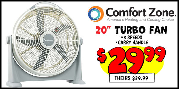 Turbo Fan: Our Price: $29.99, theirs: $39.99