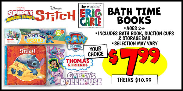 bath TIME BOOKS: Our Price: $7.99, theirs: $11.99