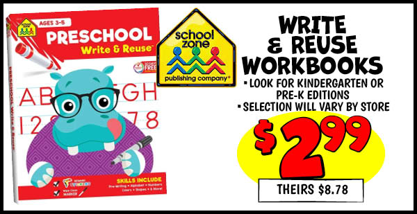 WRITE and REUSE WORKBOOKS: Our Price: $2.99, theirs: $8.78