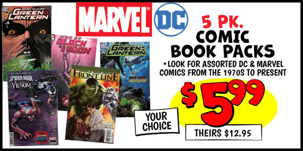 COMIC BOOK PACKS: Our Price: $5.99, theirs: $12.95