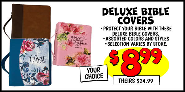 DELUXE BIBLE COVERS: Our Price: $8.99, theirs: $24.99