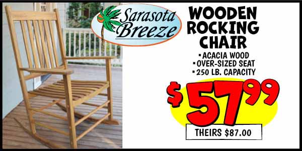 Wooden Rocking Chair: Our Price: $57.99, theirs: $87.0