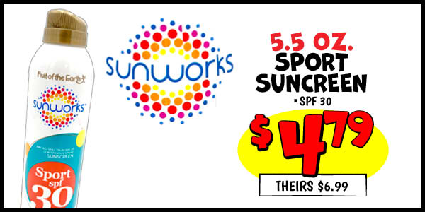 Sunworks 5.5 OZ. Sport Suncreen: Our Price: $4.79, theirs: $6.99