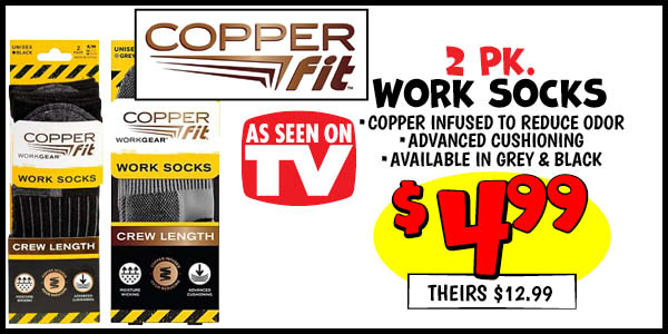 ASOTV Copper Fit Work Socks: Our Price: $4.99, theirs: $12.99