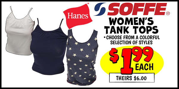 Women's Tank Tops: Our Price: $1.99, theirs: $6.00