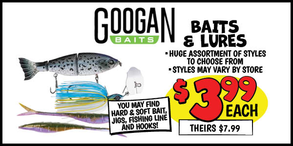 Baits and Lures: Our Price: $3.99, theirs: $7.99