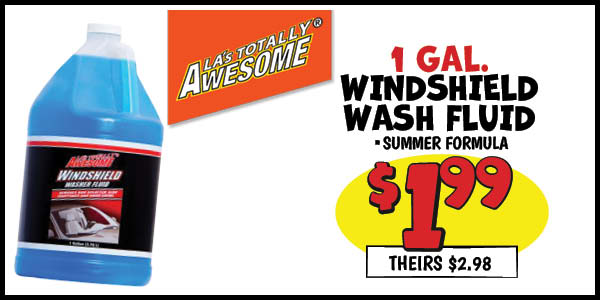1 gal. Windshield Washer Fluid : Our Price: $1.99, theirs: $2.98