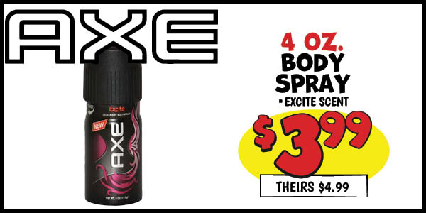 4 Oz. Body Spray: Our Price: $3.99, theirs: $4.99