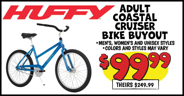 Huffy Adult Coastal Cruiser Bike Buyout: Our Price: $99.99, theirs: $249.99