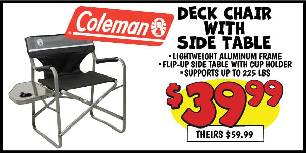 Deck Chair with Side Table: Our Price: $39.99, theirs: $59.99