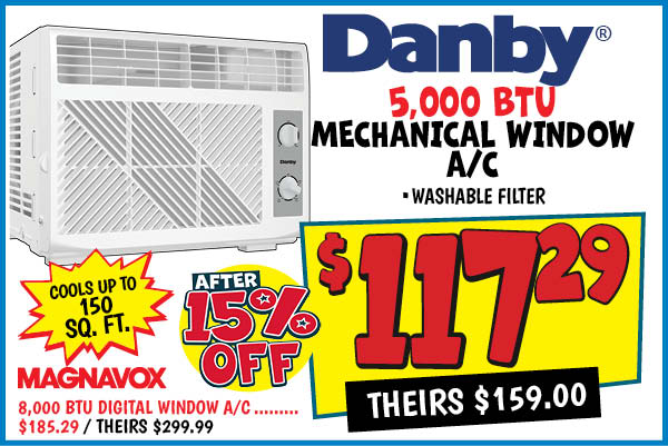 5,000 BTU Mechanical Window A/C: Our Price: $117.29 After Discount, theirs: $159.0