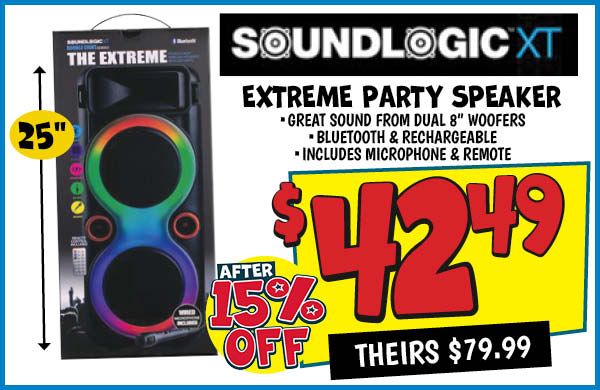 Extreme Party Speaker: Our Price: $42.49 After Discount, theirs: $79.99