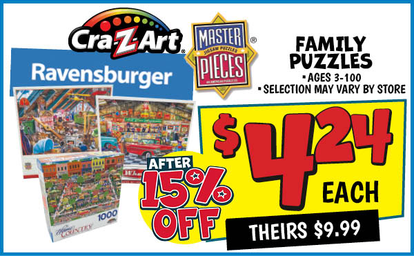 Family Puzzles: Our Price: $4.24 After Discount, theirs: $9.99