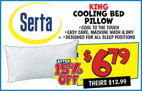 King Cooling Bed Pillow: King,Our Price: $6.79 After Discount, theirs: $12.99