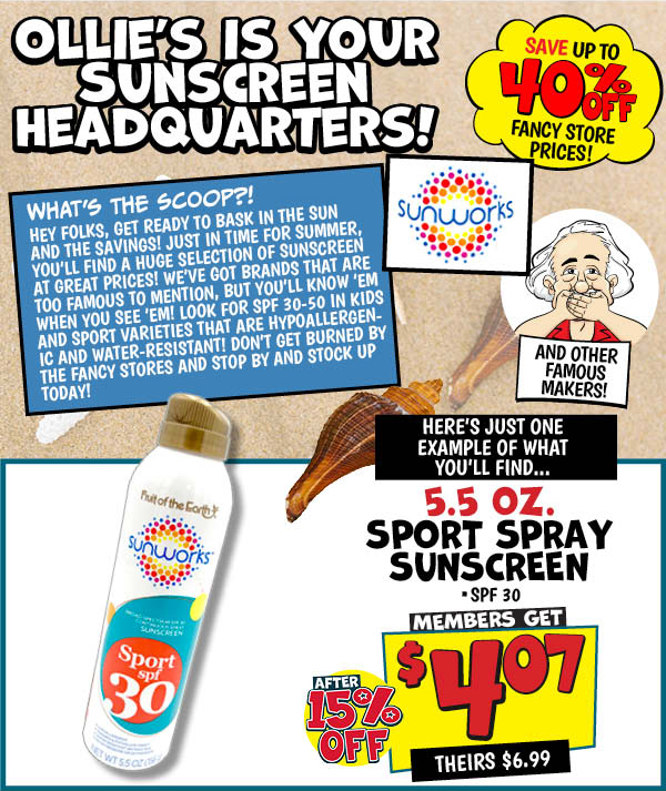 5.5 oz. Sunworks Sport Spray Sunscreen: Our Price: $4.07 After Discount, theirs: $6.99