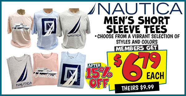Men's Short Sleeve Tees: Our Price: $6.79 After Discount, theirs: $9.99
