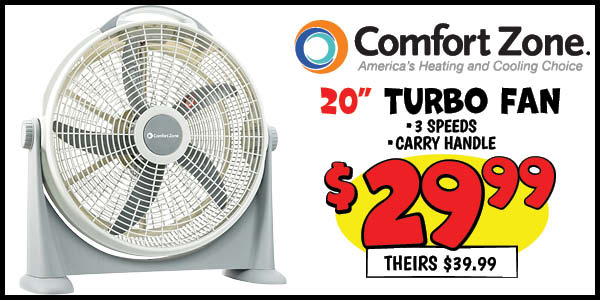 Turbo Fan: Our Price: $29.99, theirs: $39.99