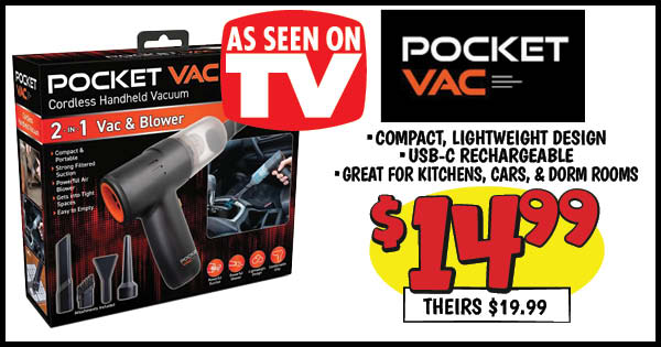 ASOTV Original Pocket Vac: Our Price: $14.99, theirs: $19.99