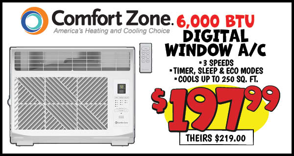 6,000 BTU Digital Window Air Conditioner: Our Price: $197.99, theirs: $219.00