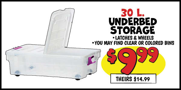 Underbed Storage: Our Price: $9.99, theirs: $14.99